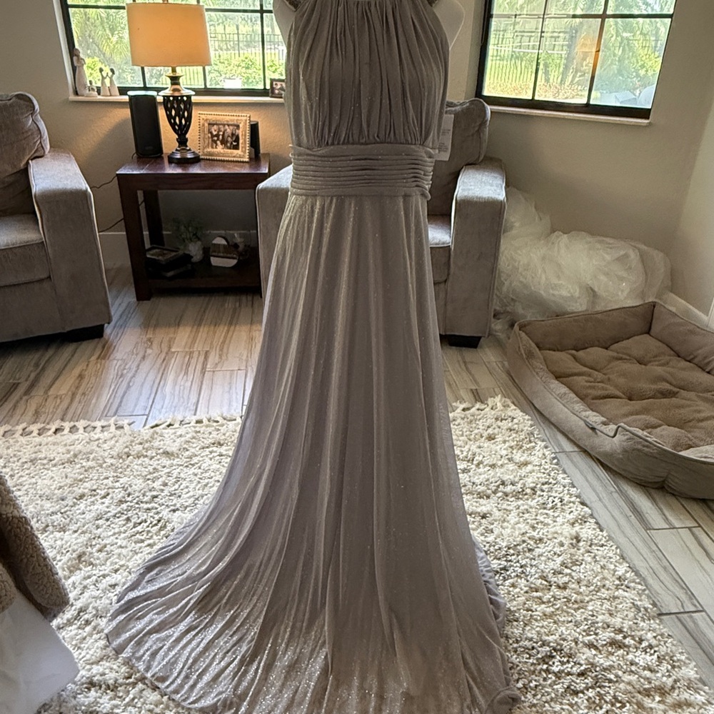 Elegant Silver Evening Gown
